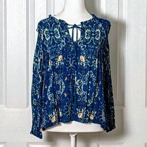 ALTAR'D STATE Women's Long Sleeve Top Blouse  Size S   Blue Print